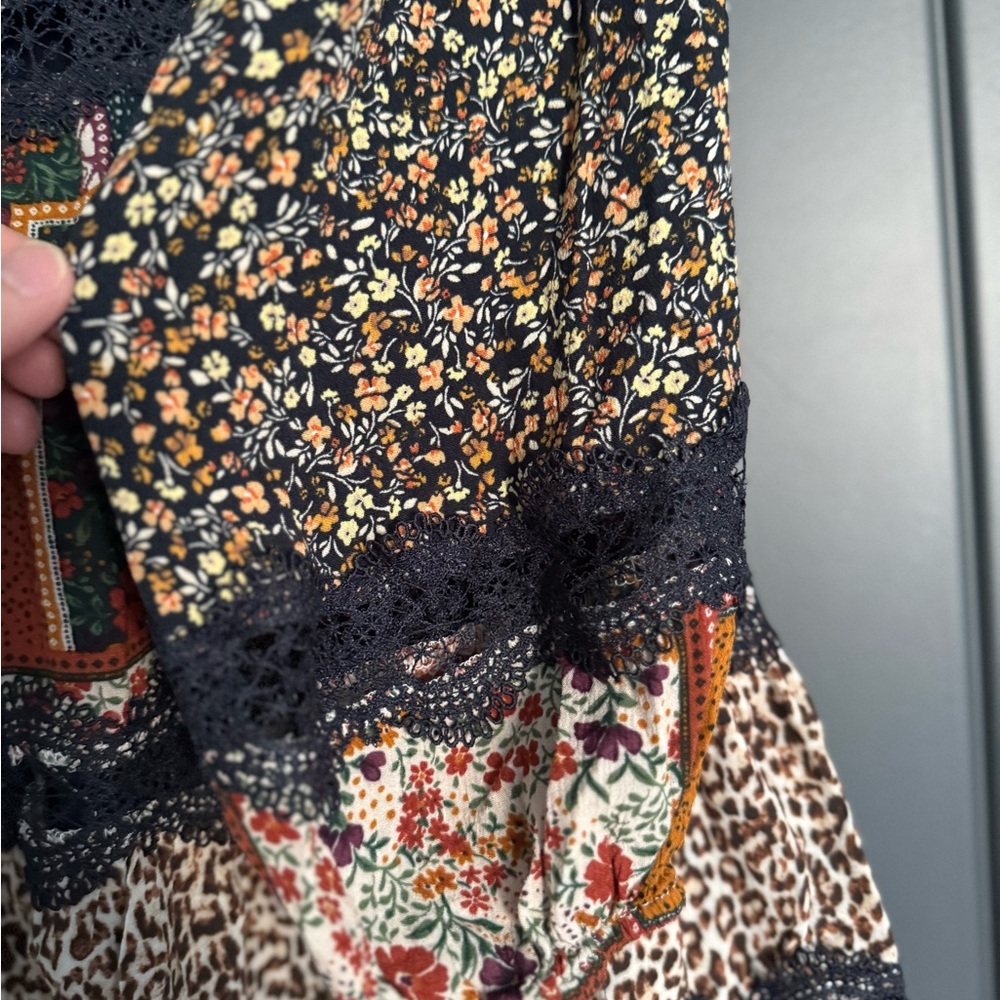 Olivaceous Multicolor Patchwork Long Sleeve Dress - image 5